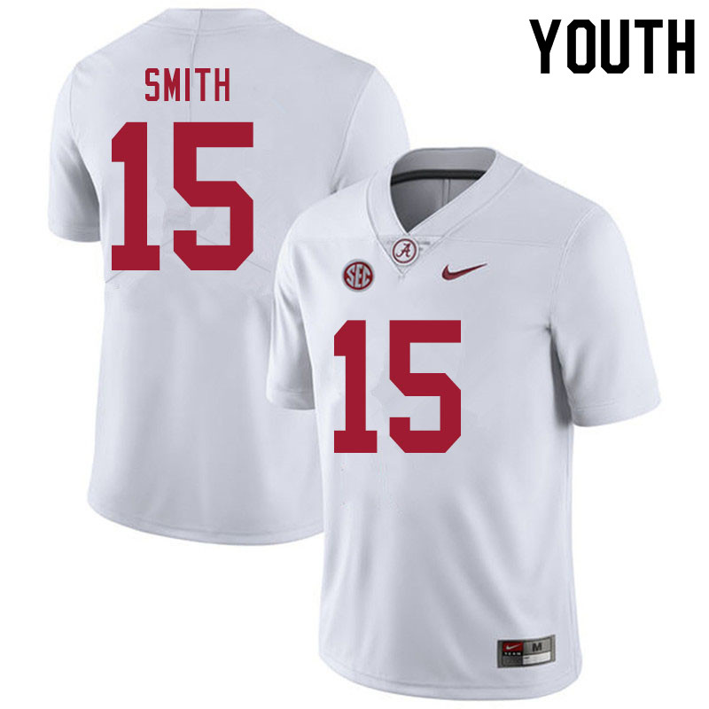 Youth #15 Eddie Smith Alabama White Tide College Football Jerseys Sale-White